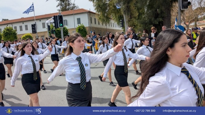 The English School Parade Team Shines at the 25th March Festivities.